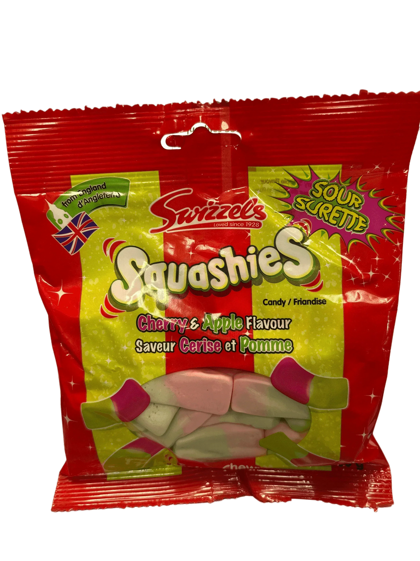 Squashies Sour Cherry & Apple Flavour Candy Bag 160G - U.K Edition