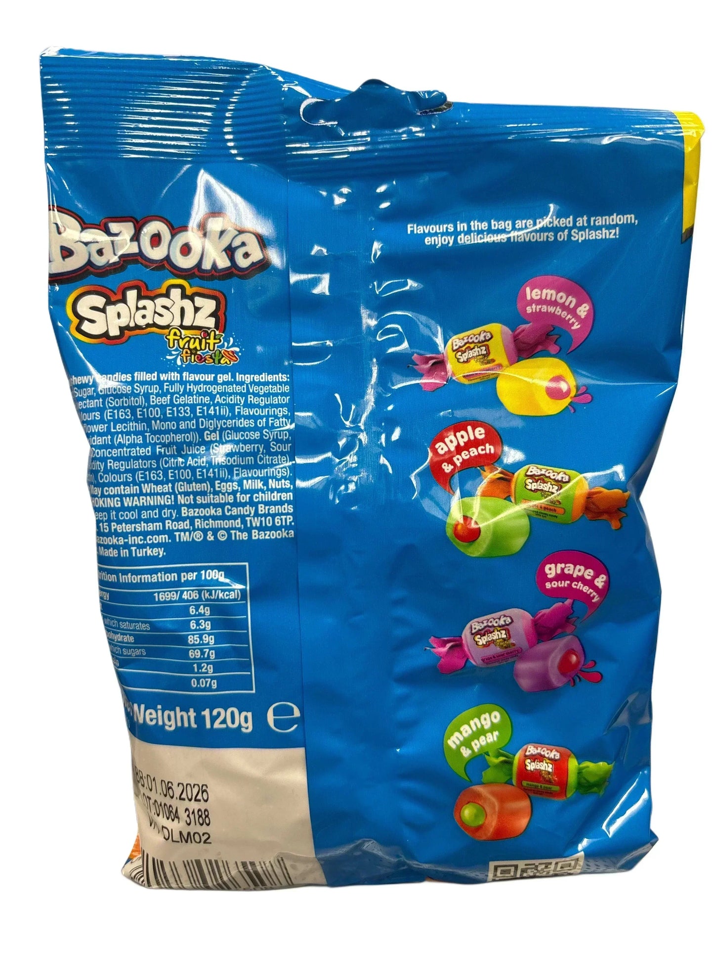 Bazooka Splashz Fruit Fiesta 120G