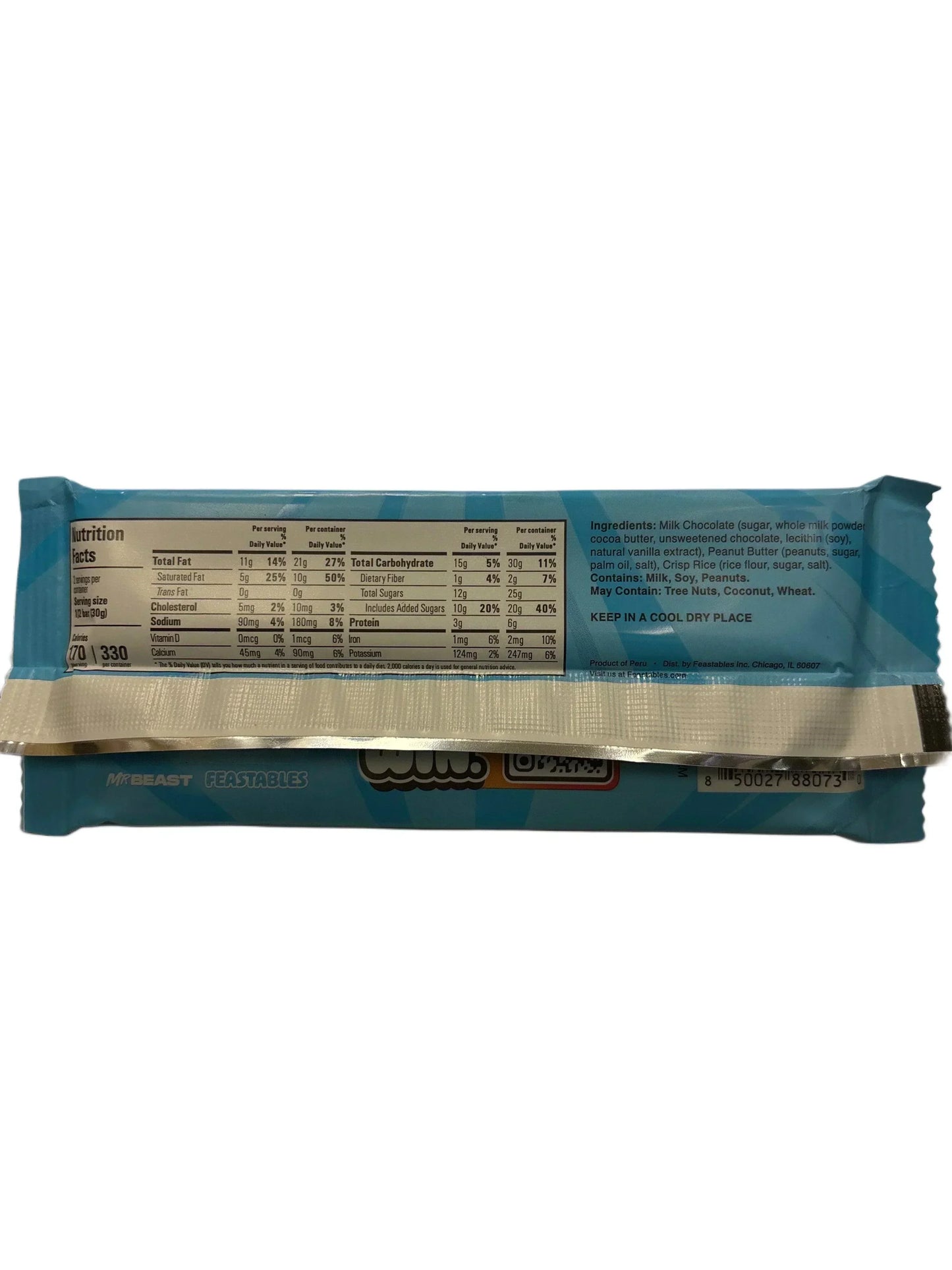 Feastables Mr. Beast Barra de Chocolate Crujiente de Mantequilla de Maní 2.1OZ - Edición Canadiense