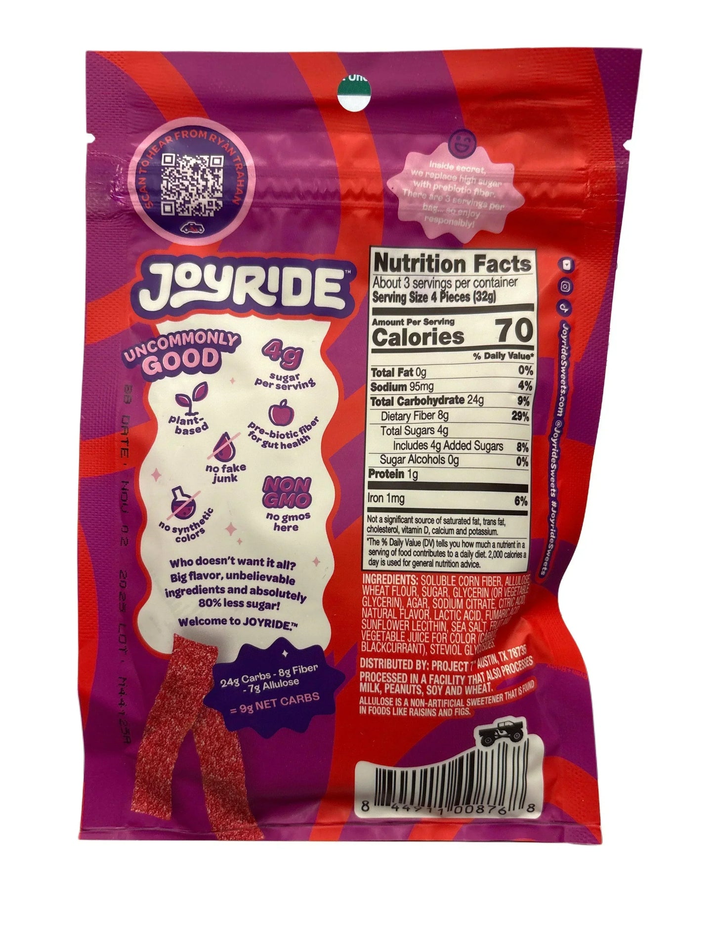 JOYRIDE Caramelos poco comunes Tiras ácidas de fresa 3.5OZ