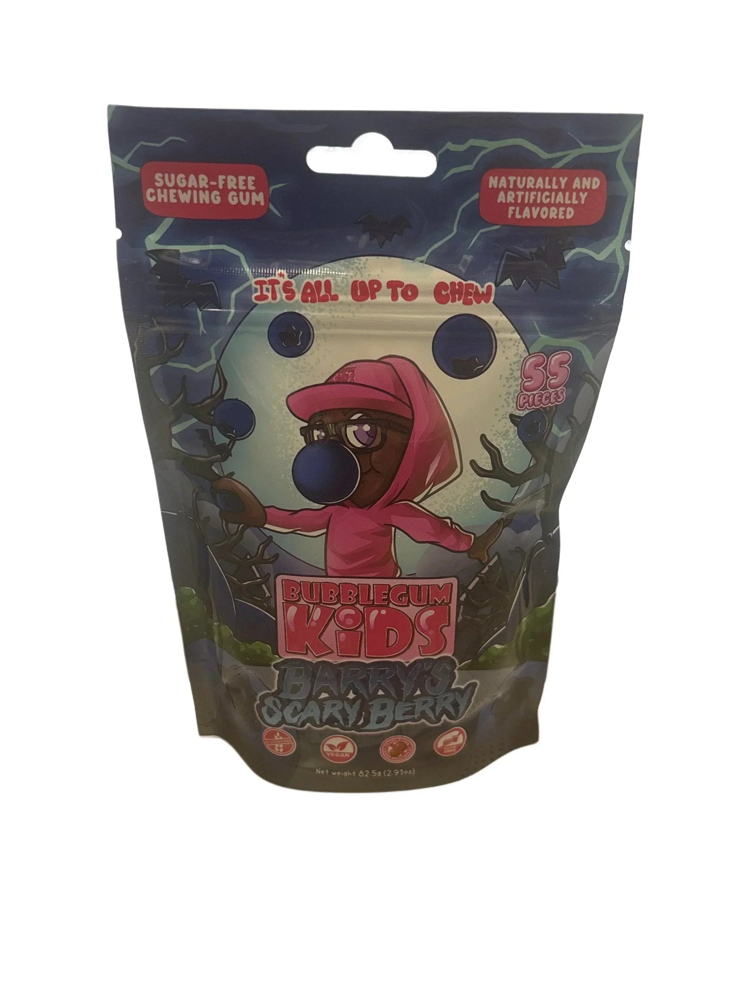 Bubblegum Kids Sugar Free Chewing Gum Barry’s Scary Berry Peg Bag 2.91OZ