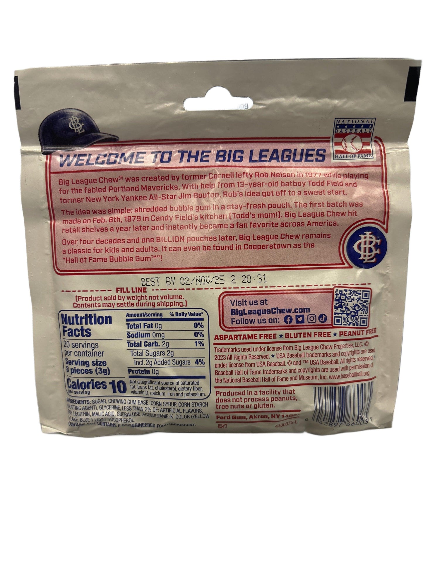 Big League Chew Bubble Gum Wild Pitch Watermelon 2.12OZ - U.S Edition