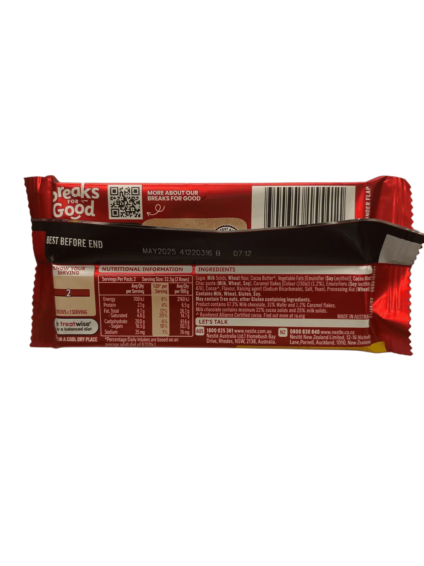 Kit Kat Barra de Chocolate con Panal de Miel 65G - Barra para Compartir - Edición Australiana