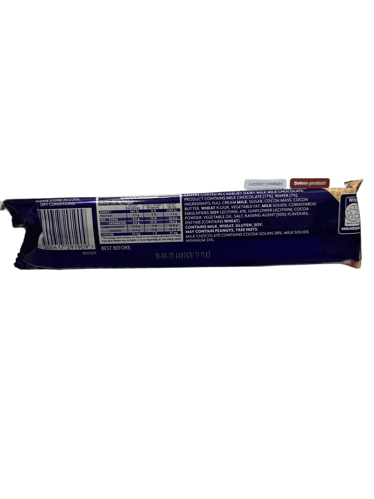 Cadbury Twirl Breakaway Wafer Share Pack 58G BB 06/25