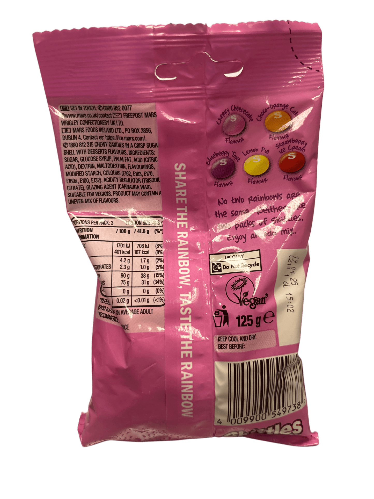 Skittles Desserts Candy Bag 125G - U.K Edition BB 04/25