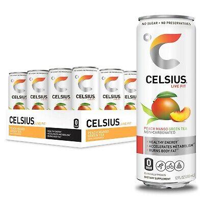 Celsius Live Fit Sparkling Peach Mango Green Tea - Extreme Snacks