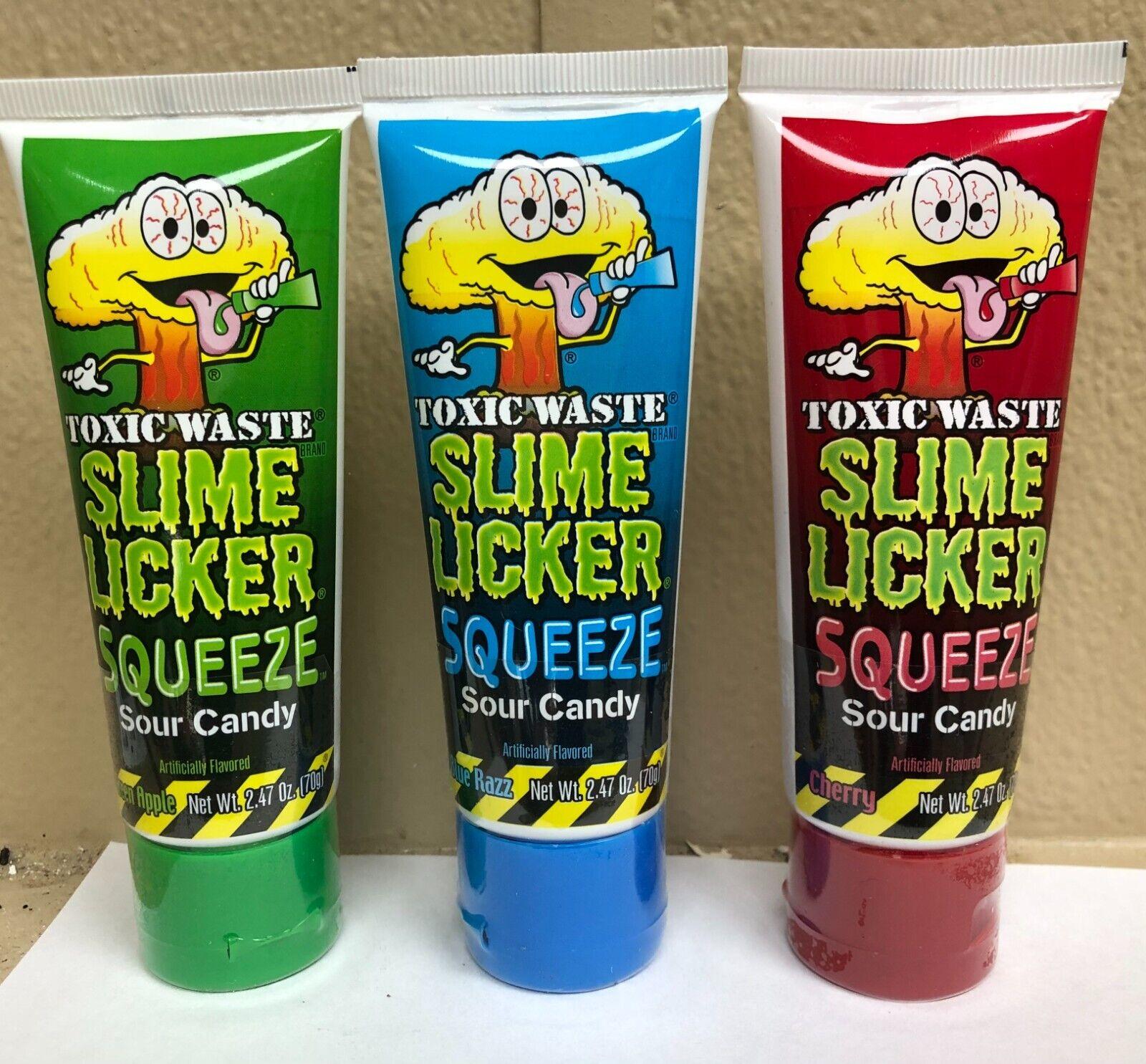  Slime Licker Squeeze Sour Candy - Cherry, Blue Razz