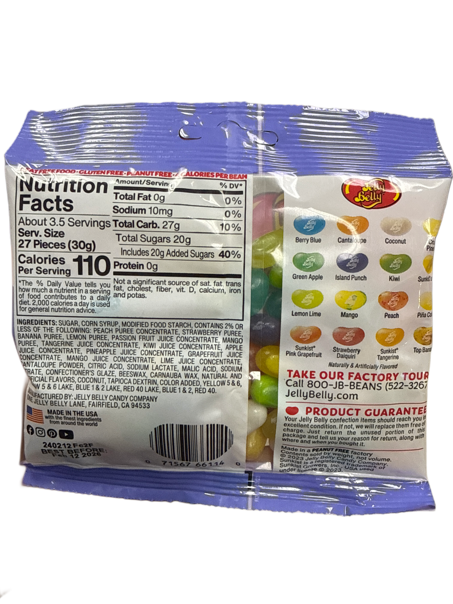 Jelly Belly Tropisk Blandning Gelébönor 99G - USA-utgåva