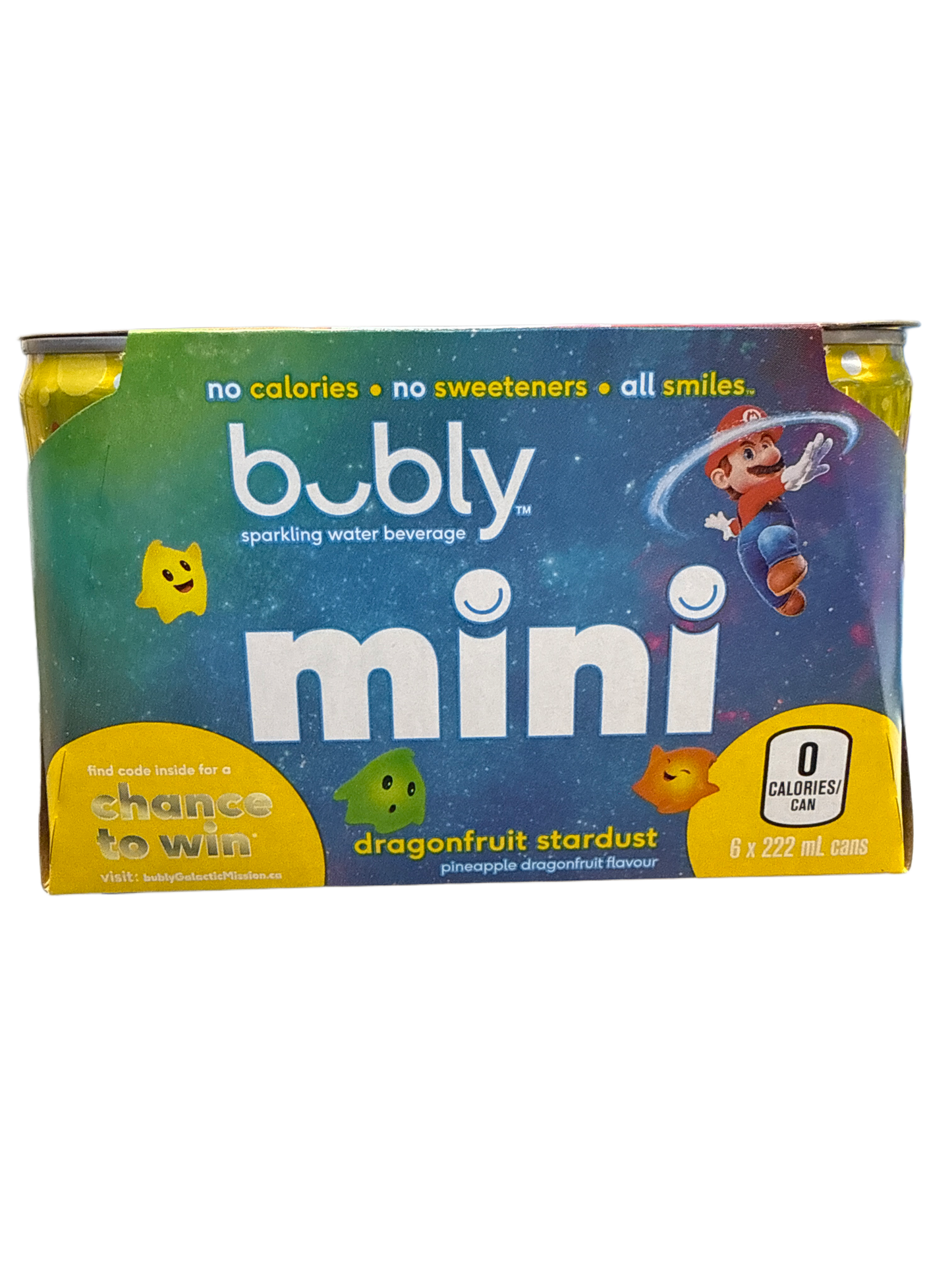 Bubly Limited Edition Super Mario Galaxy Dragon Fruit Stardust Flavour 6 Pack 222ML - Canadian Edition