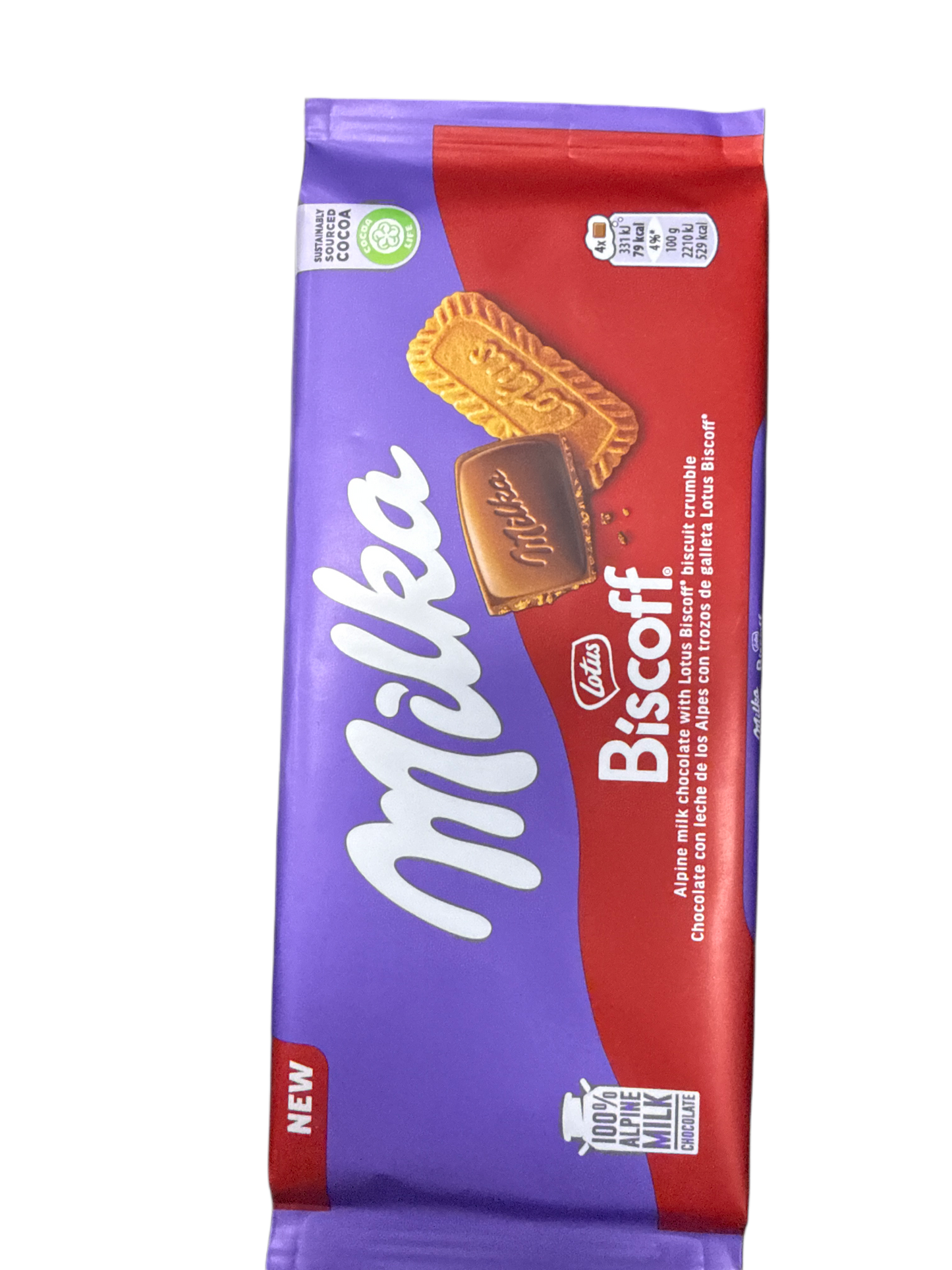 मिल्का लोटस बिस्कॉफ चॉकलेट बार 100 ग्राम - इटली संस्करण