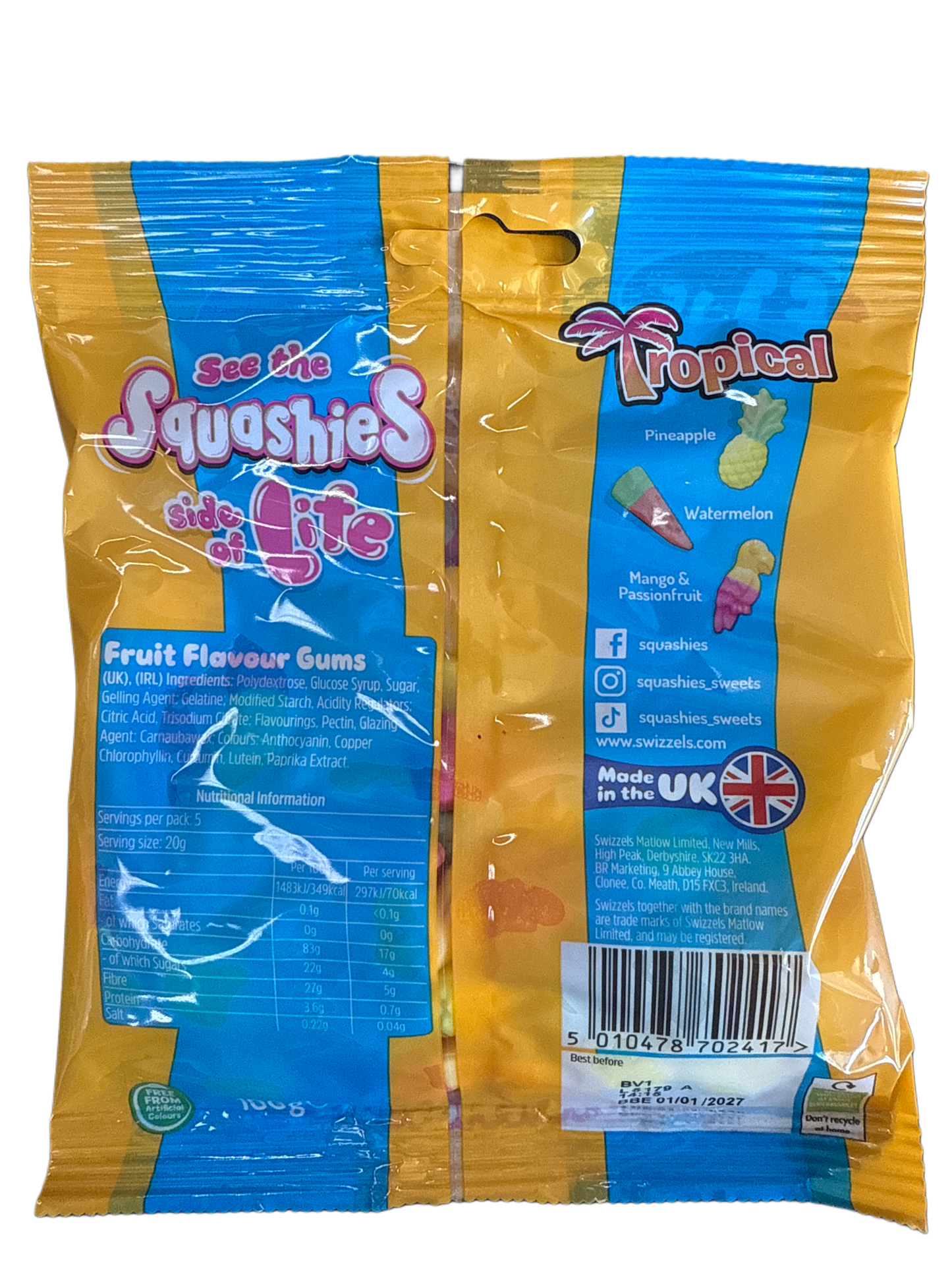 Squashies Tropical Fruit Flavours 100G - U.K Edition