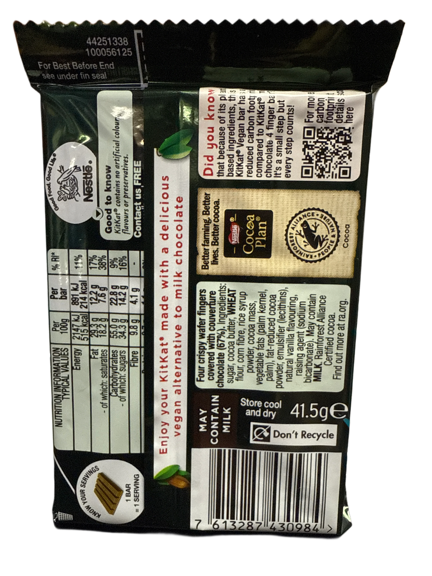 Nestle Kit Kat Vegan Chocolate 41.5G - Ireland Edition