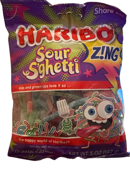 Haribo Sour S'ghetti Gummy Candy 142G - Brazil Edition