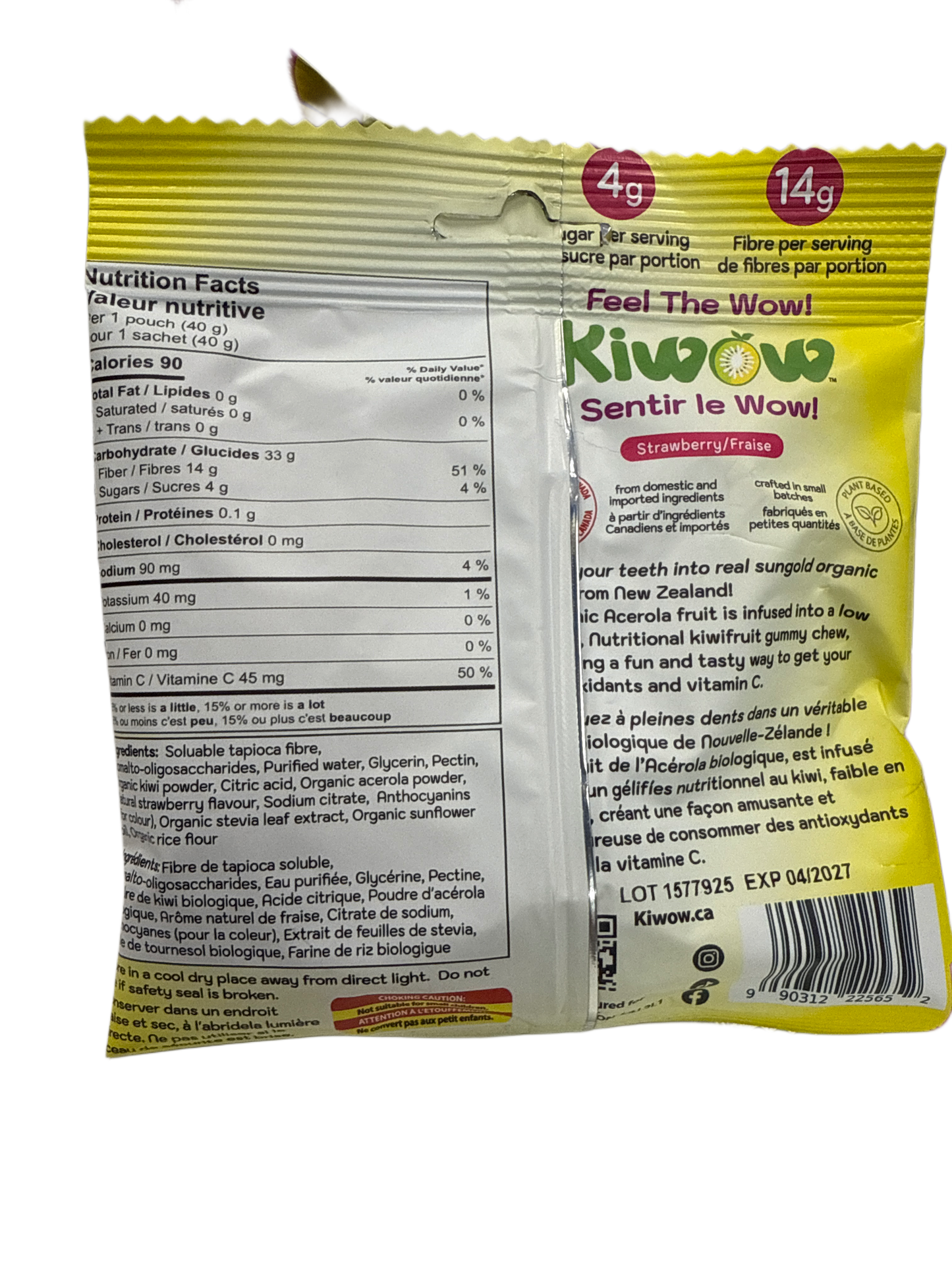 Kiwow Nutri-Gummies saveur kiwi et fraise 40G - Édition canadienne