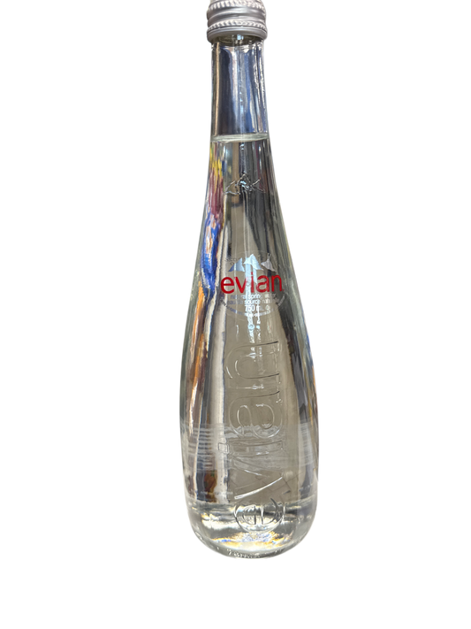 Evian Natural Spring Water Glass Bottle 750ML - French Edition