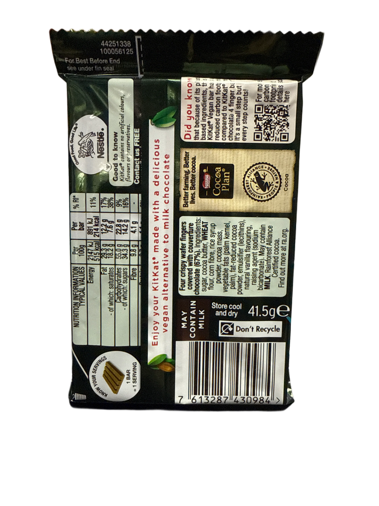 Nestle Kit Kat Vegan Chocolate 41.5G - Ireland Edition