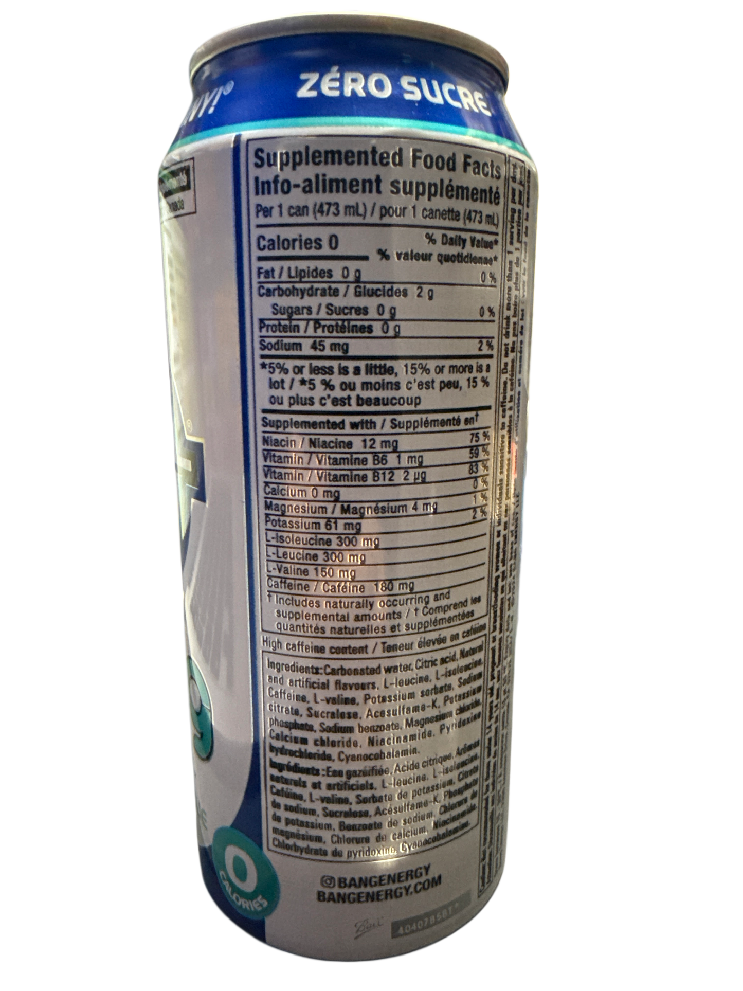 Bebida Energética Bang Zero Azúcar Blue Razz 473ML - Edición EE. UU.