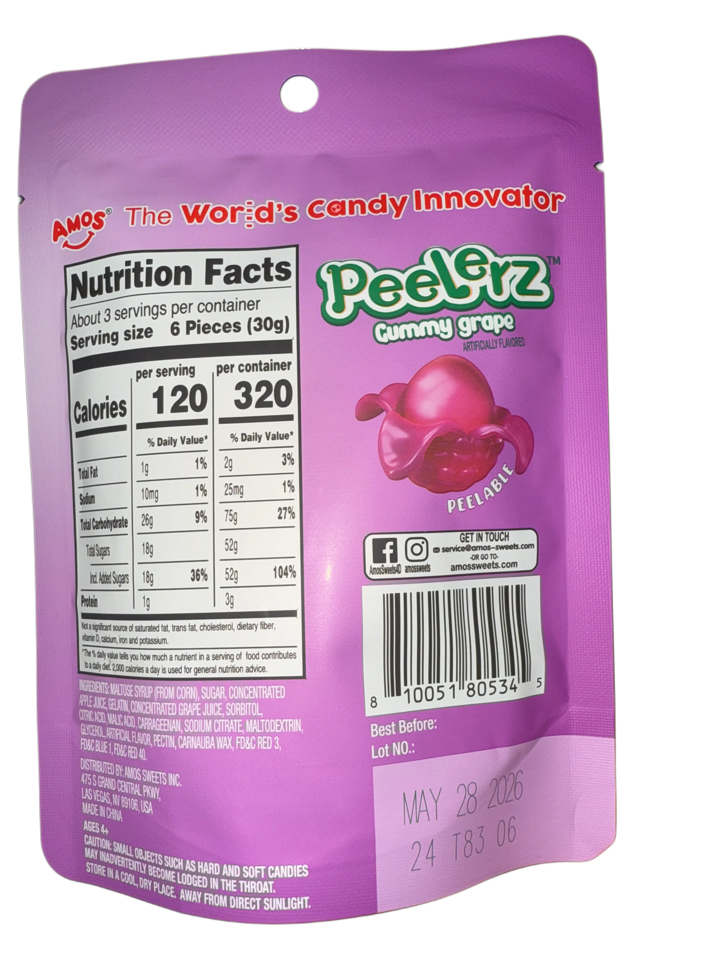 Amos Peelerz Gummy Grape 85G - U.S Edition
