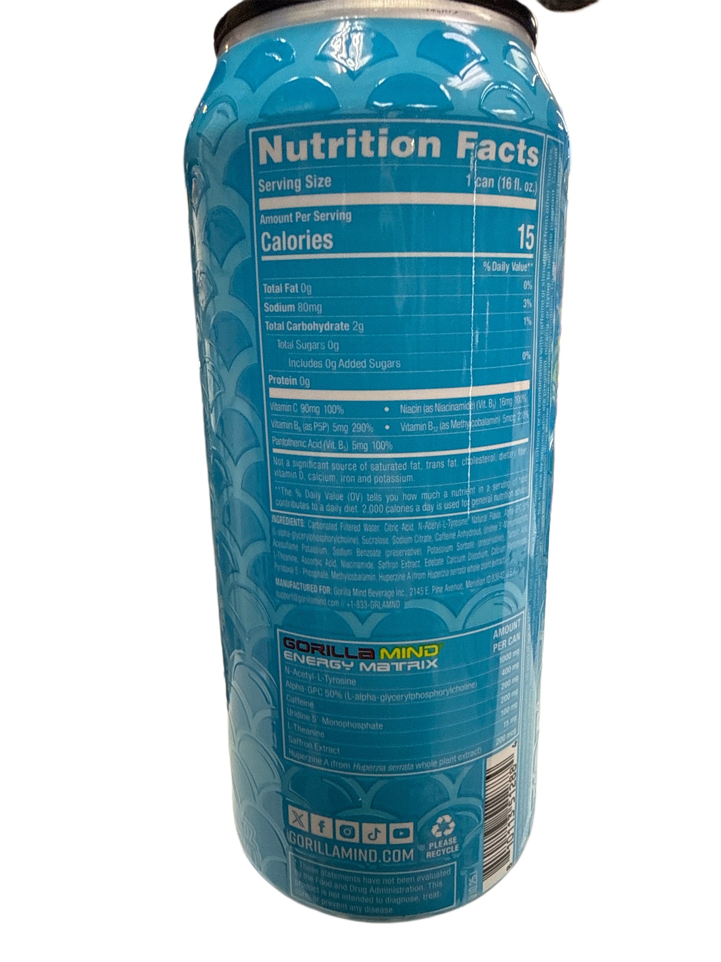 Bebida Energética de Gomitas de Pescado Roja Gorilla Minds 473ML - Edición EE. UU.