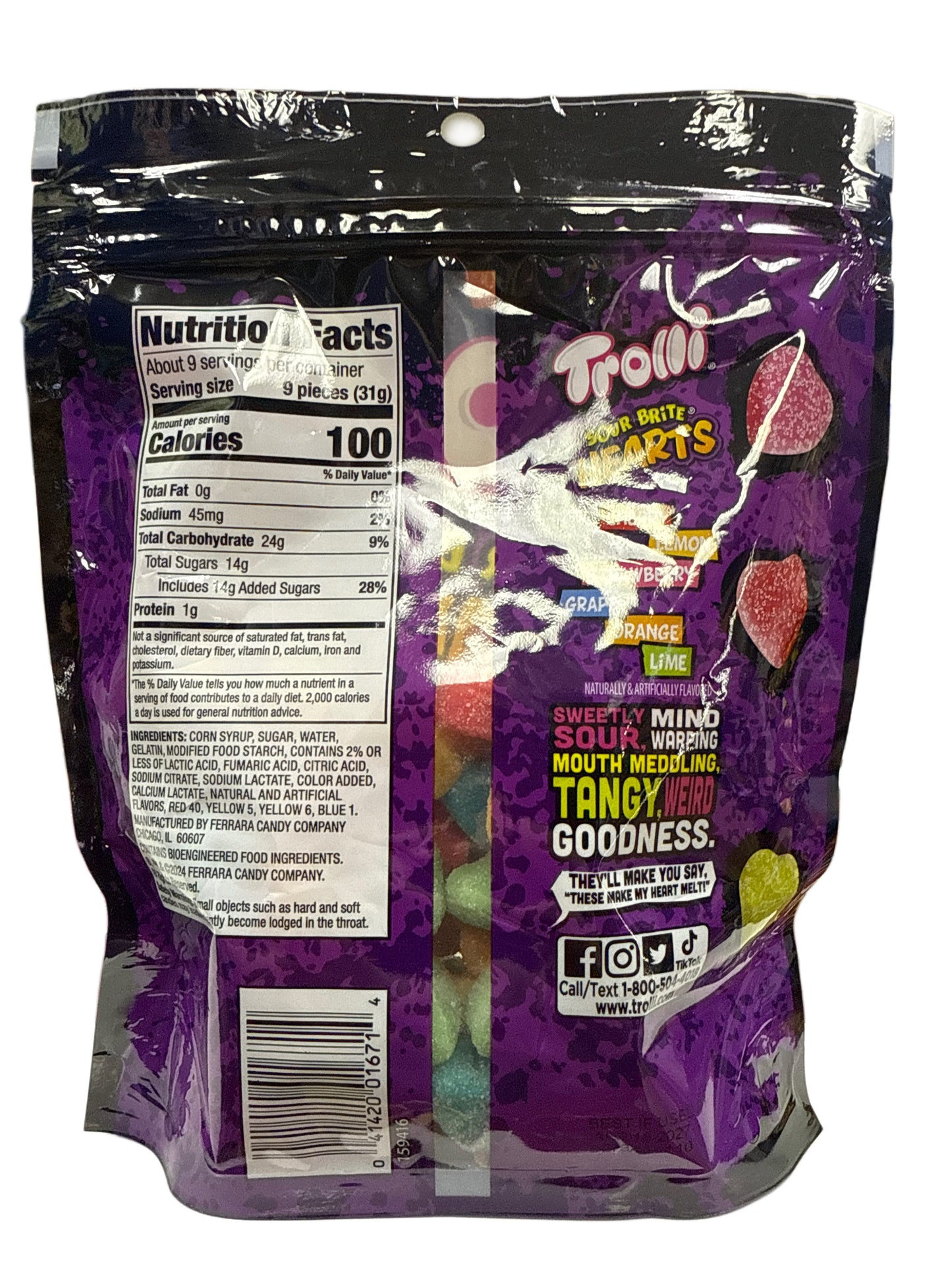 Trolli Sour Brite Hearts 283G - U.S Edition