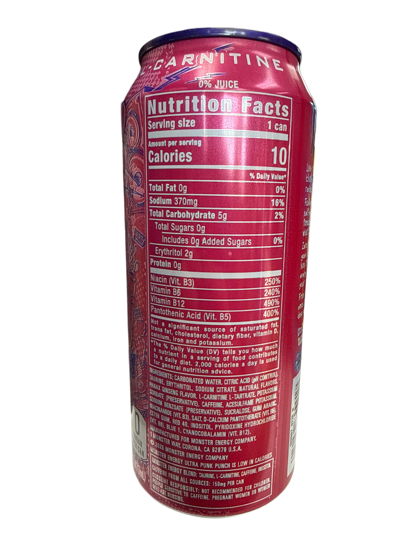 Monster Zero Sugar Ultra Punk Punch Energy 473ML - U.S Edition