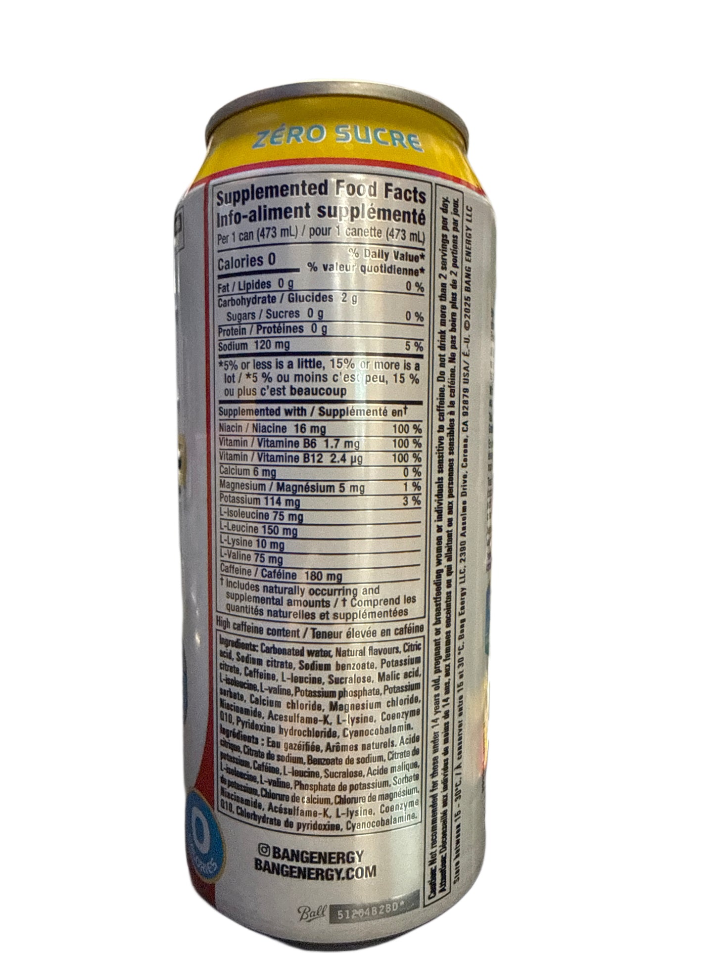 Bang Zero Sugar Sour Ropes Energy 473ML - Canadian Edition