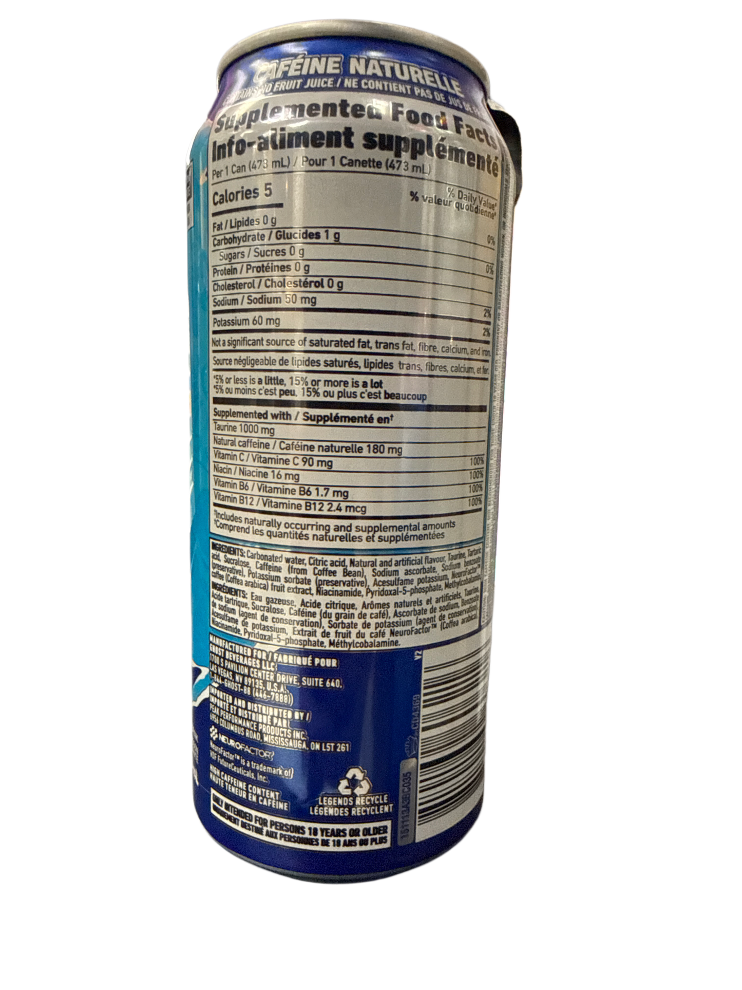 Ghost Zero Sugar Blue Raspberry Energy Drink 473ML - Canadian Edition
