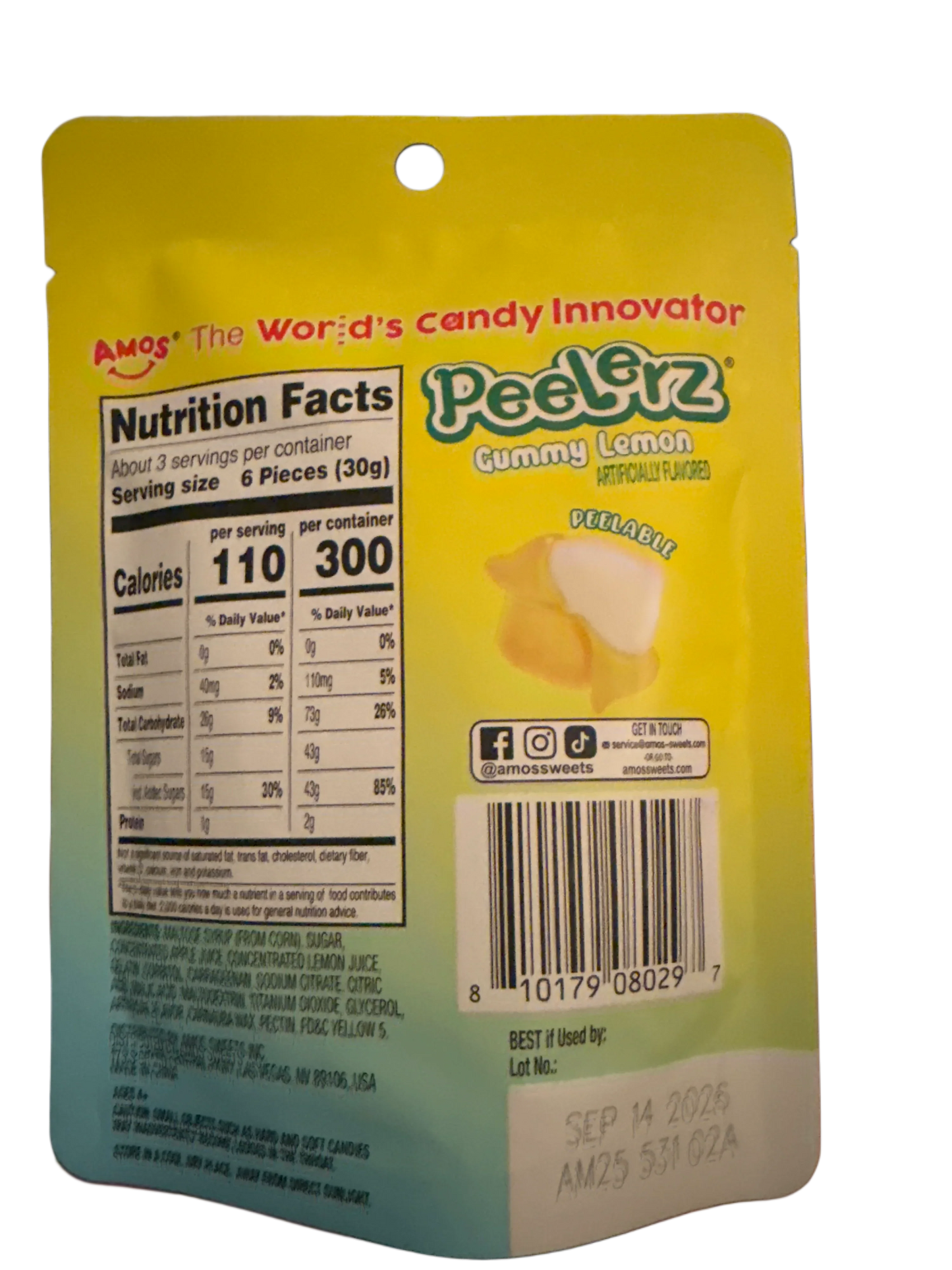 Amos Peelerz Gummy Lemon 85G - U.S Edition