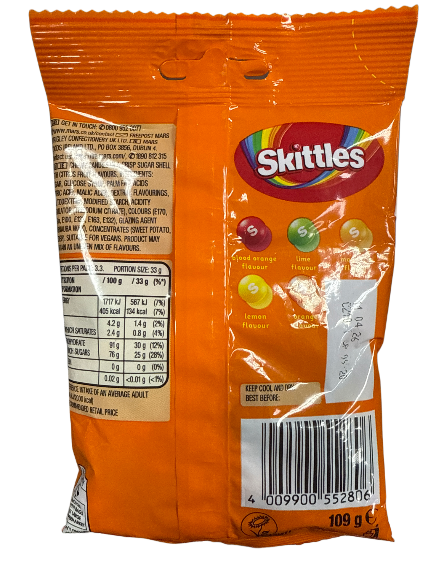 Skittles Citrus Flavour 109G - U.K Edition