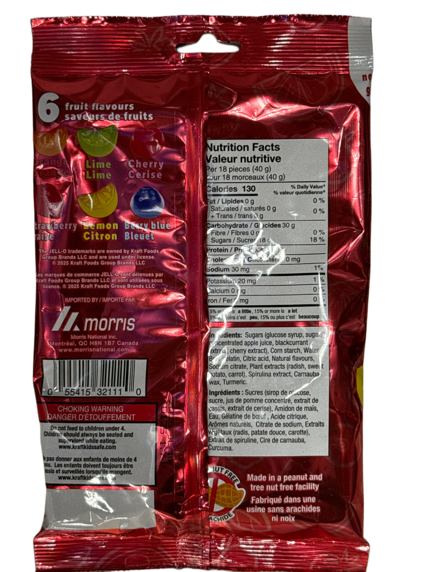 JELL-O Mixed Fruit Gummy Candy 120G - Canadian Edition