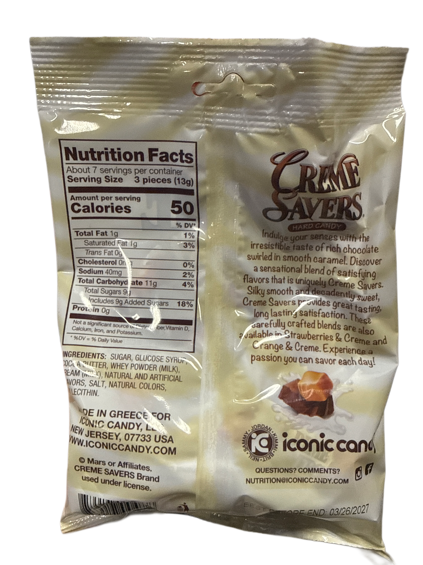 Creme Savers Chocolate and Caramel Hard Candy 85G - U.S Edition