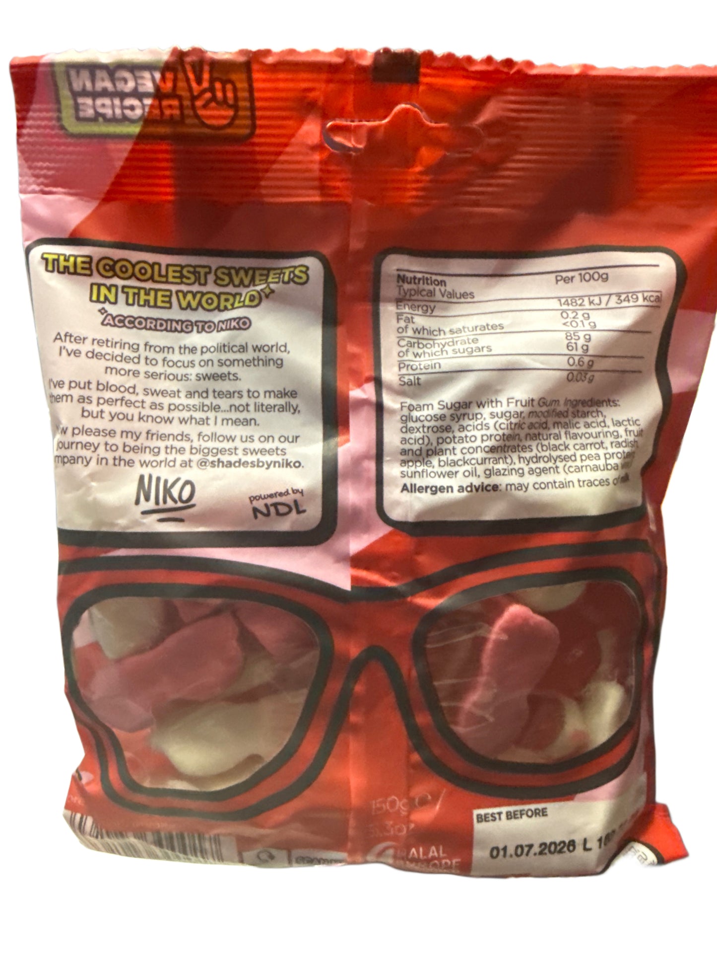 Shades By Niko Straight Up Strawberry Flavour 50G - U.K Edition