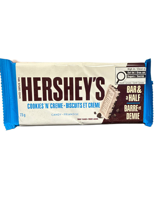 Hershey's King Size Cookies N Crème Chocolat 73G - Édition Canadienne