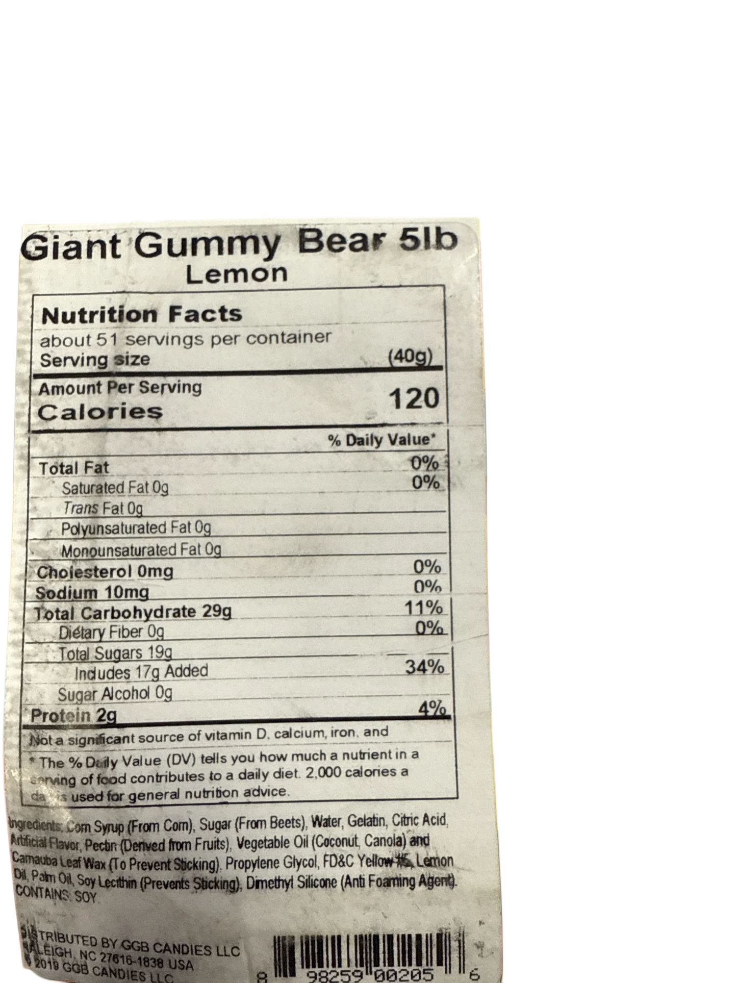 5 Pound Lemon Flavoured Gummy Bear 2040G - U.S Edition