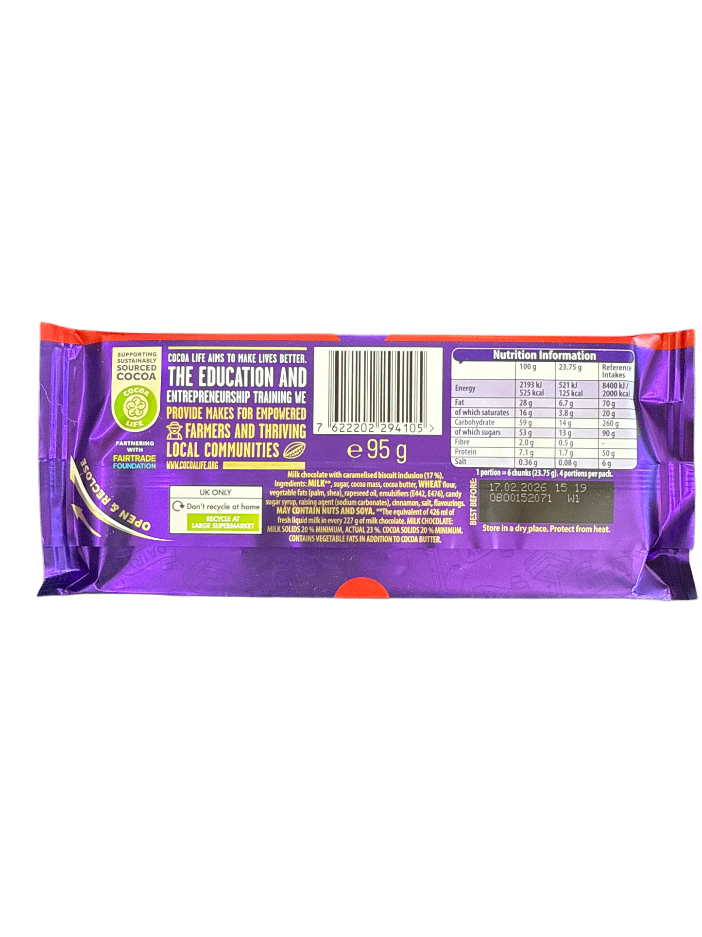 Cadbury Dairy Milk Biscoff 95G - U.K Udgave