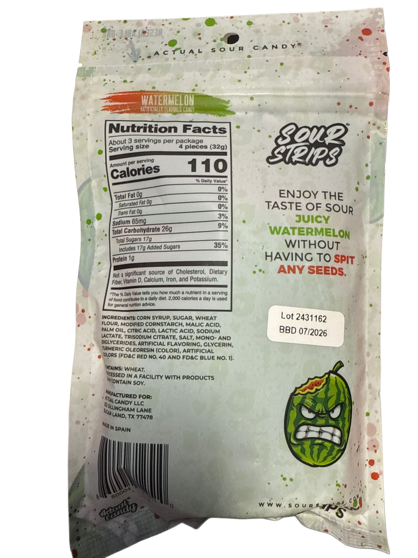 Sour Strips Watermelon 3.4OZ - U.S Edition