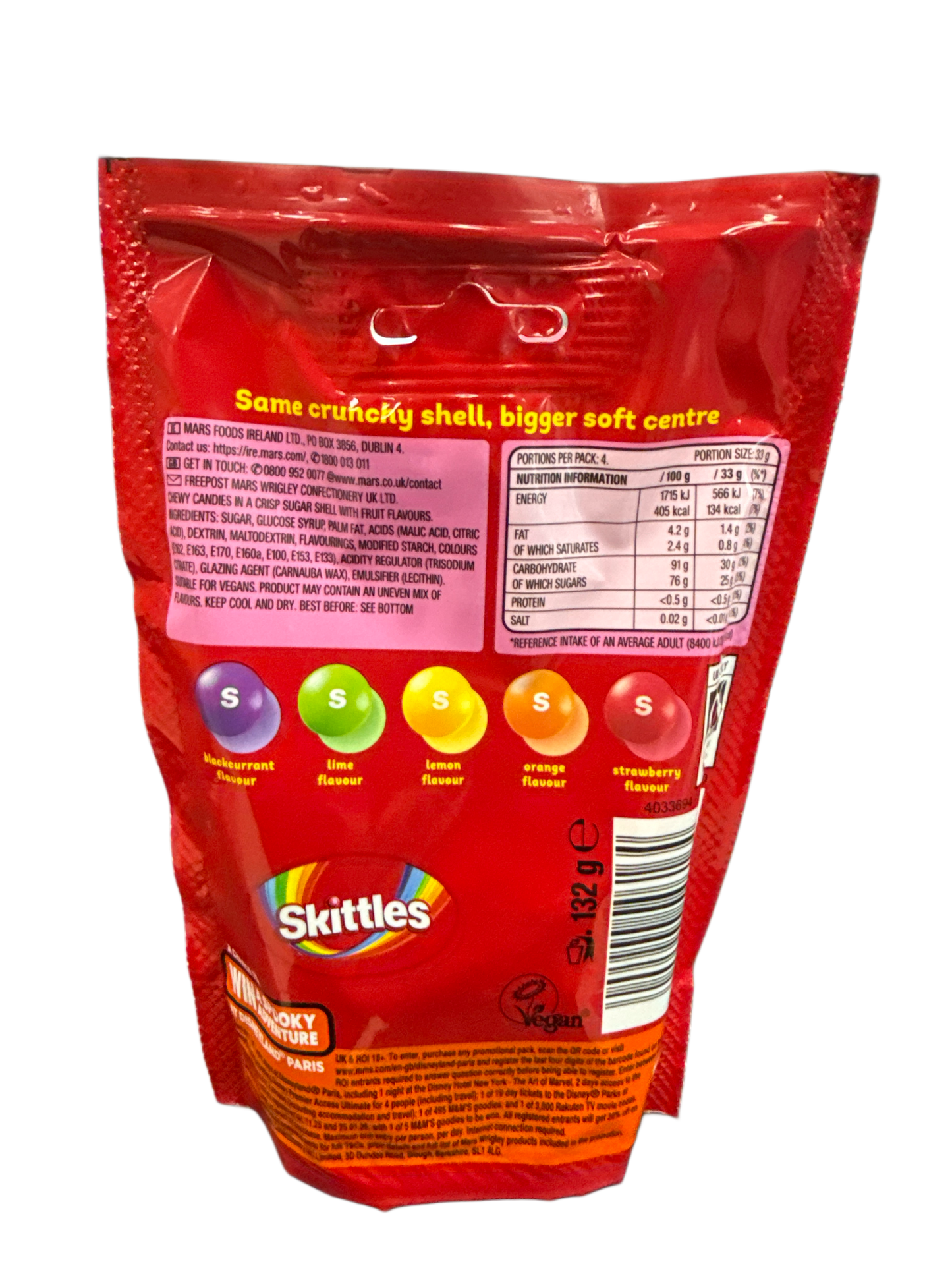 Skittles Giants Candy Bag 132G U.K