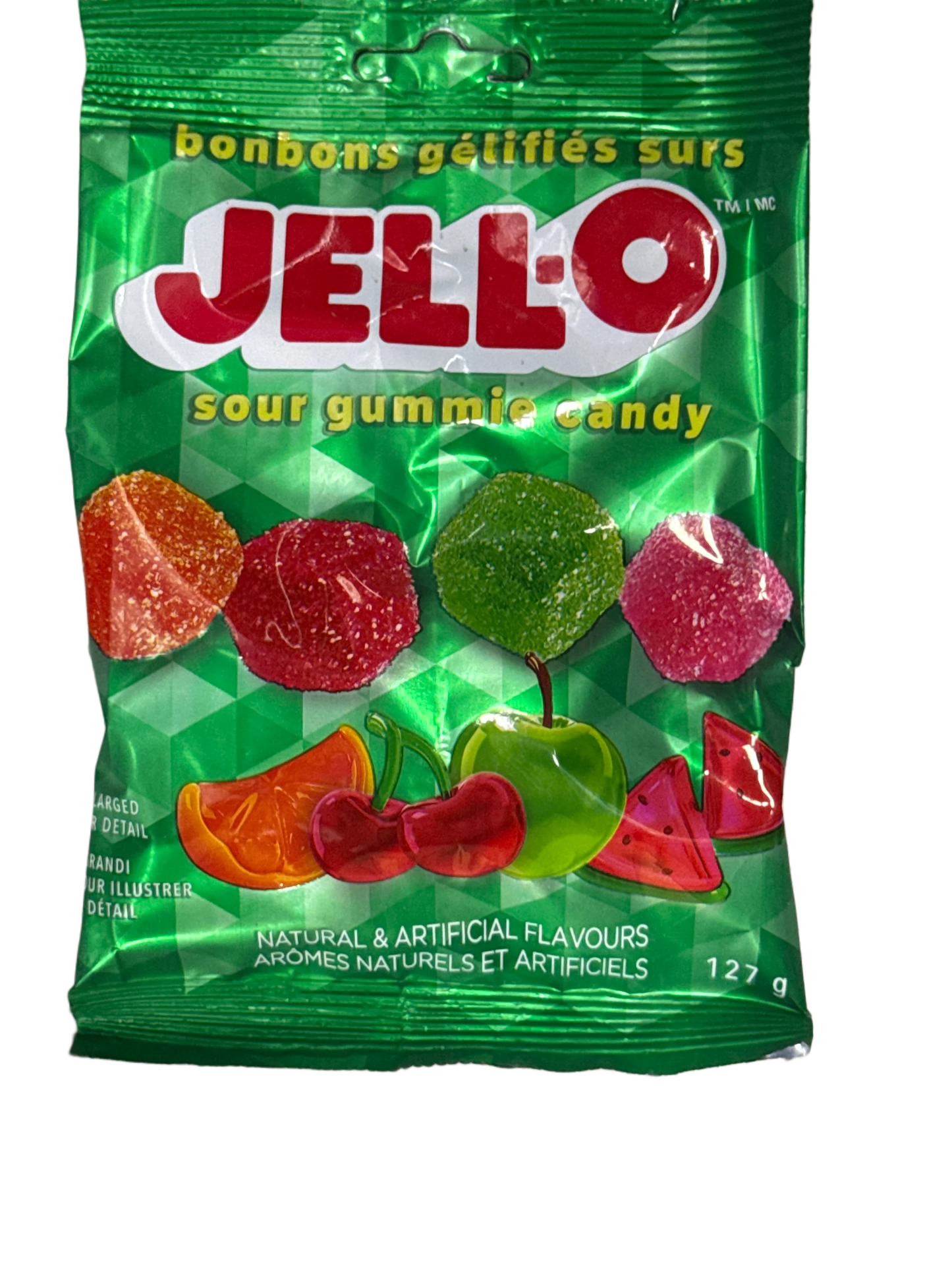 JELL-O Sour Gummy Candy Cubes 127G - Canadian Edition