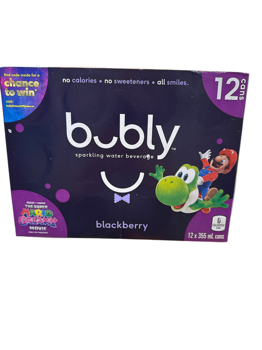 Bubly Limited Edition Super Mario Galaxy Blackberry 12 X 355ML - Canadian Edition