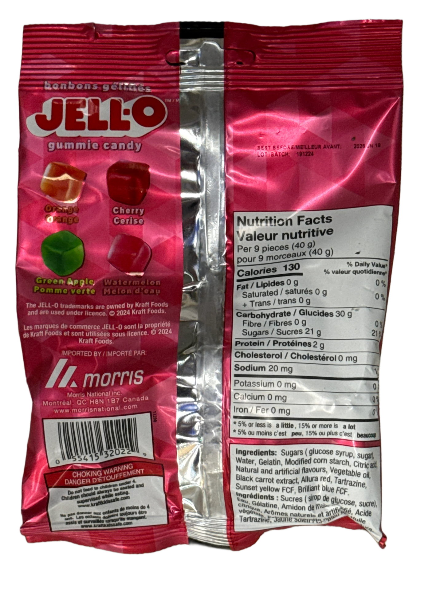 JELL-O Gummy Candy Cubes 127G - Canadian Edition