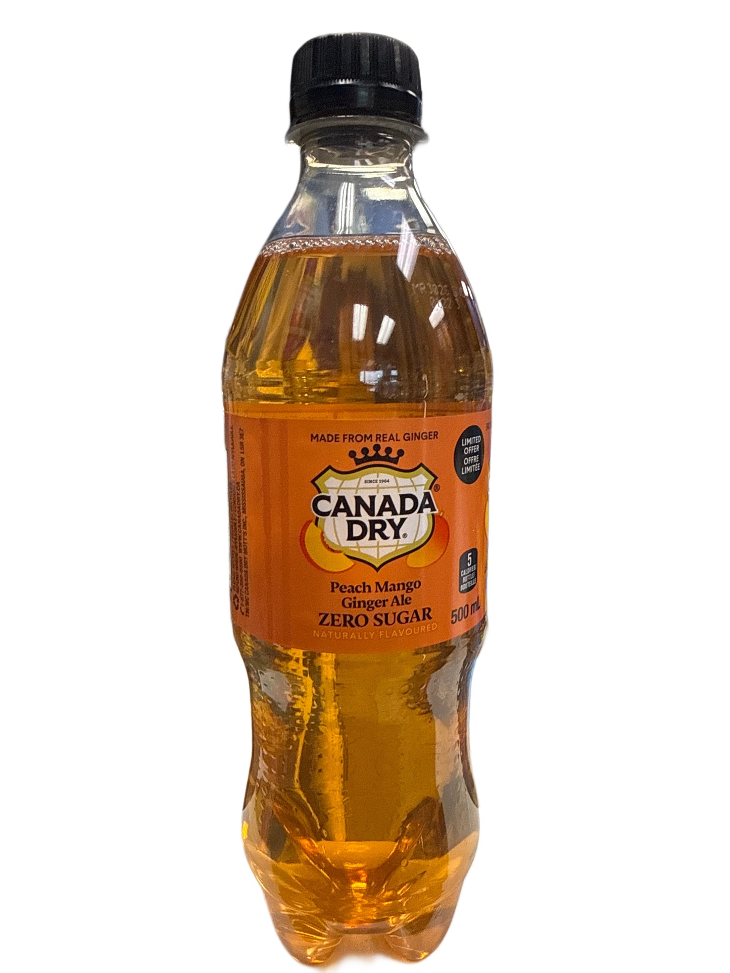 Canada Dry Zero Sugar Peach Mango Bottle 500ML - Canadian Edition