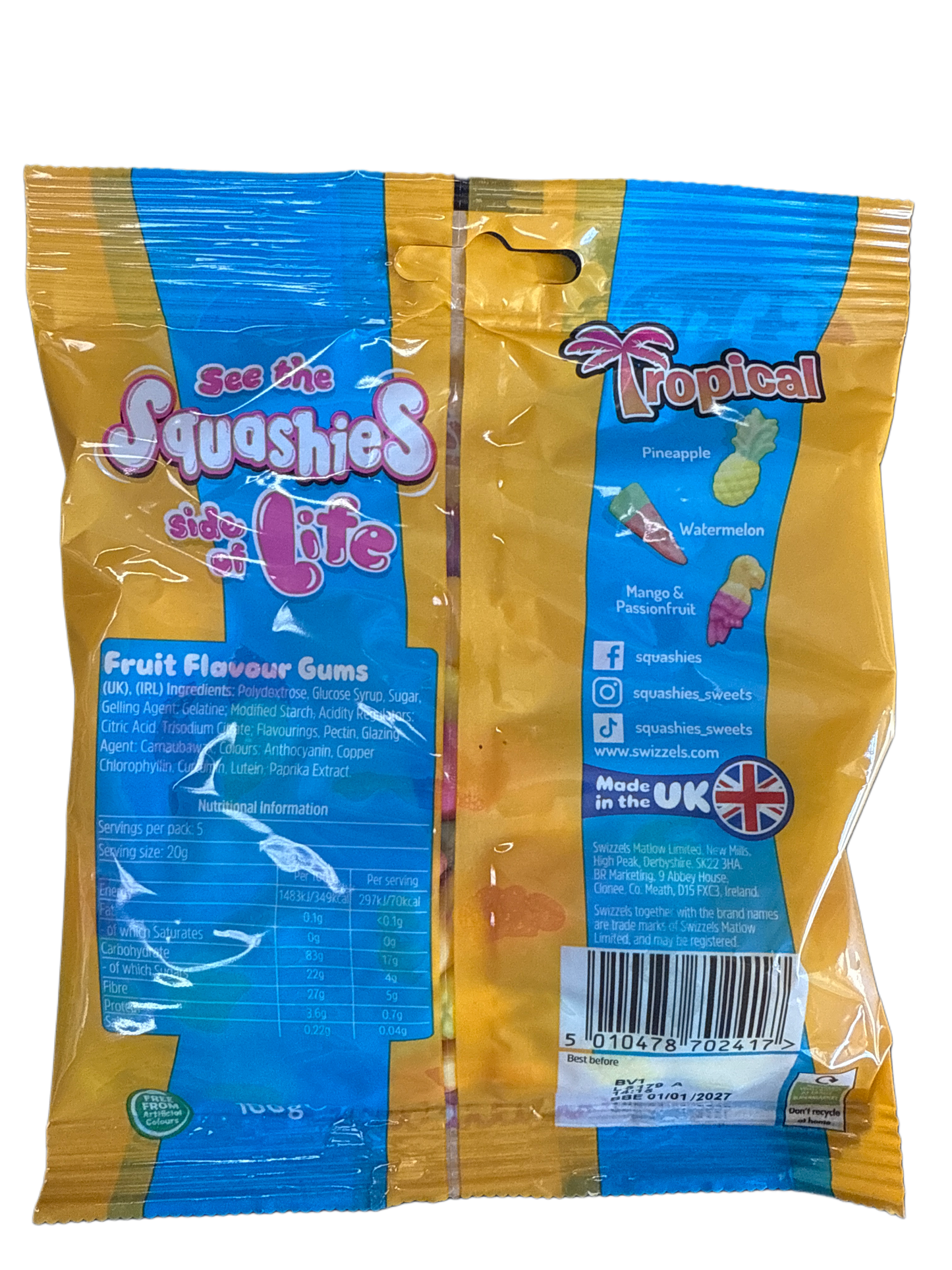 Squashies Tropical Fruit Flavours 100G - U.K Edition