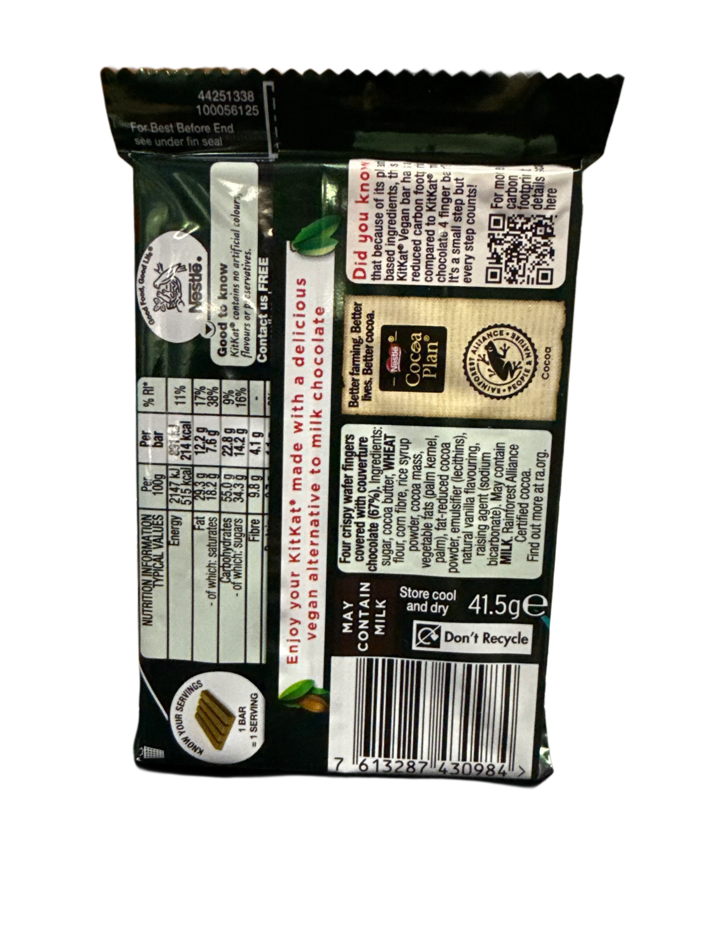 Nestle Kit Kat Vegan Chocolate 41.5G - Ireland Edition