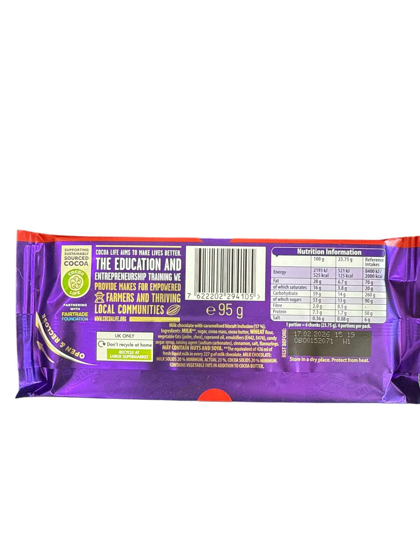 Cadbury Dairy Milk Biscoff 95G - U.K Udgave