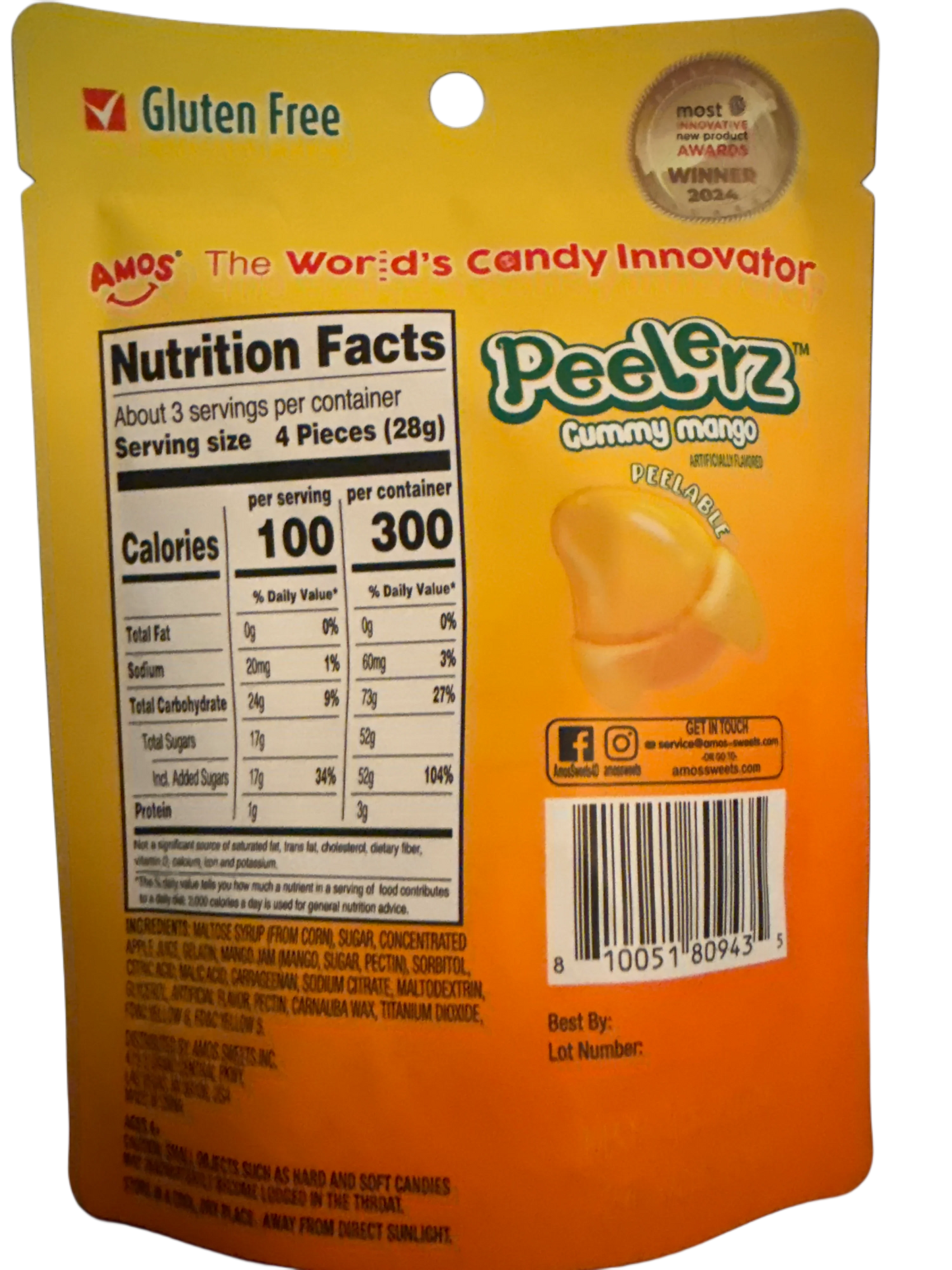 Amos Peelerz Gummy Mango 85G - U.S Edition