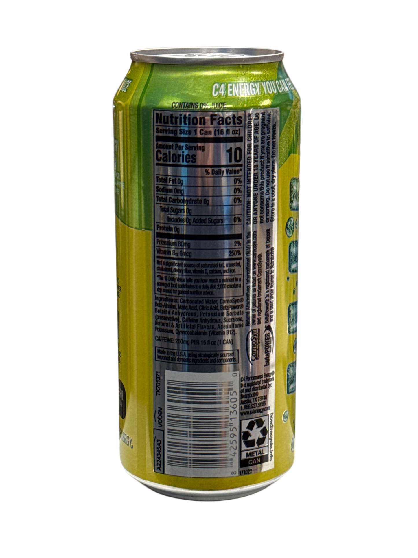 مشروب طاقة بنكهة الحلوى الحامضة الخالية من السكر سي4 سبلاتش 473 مل - النسخة الأمريكية