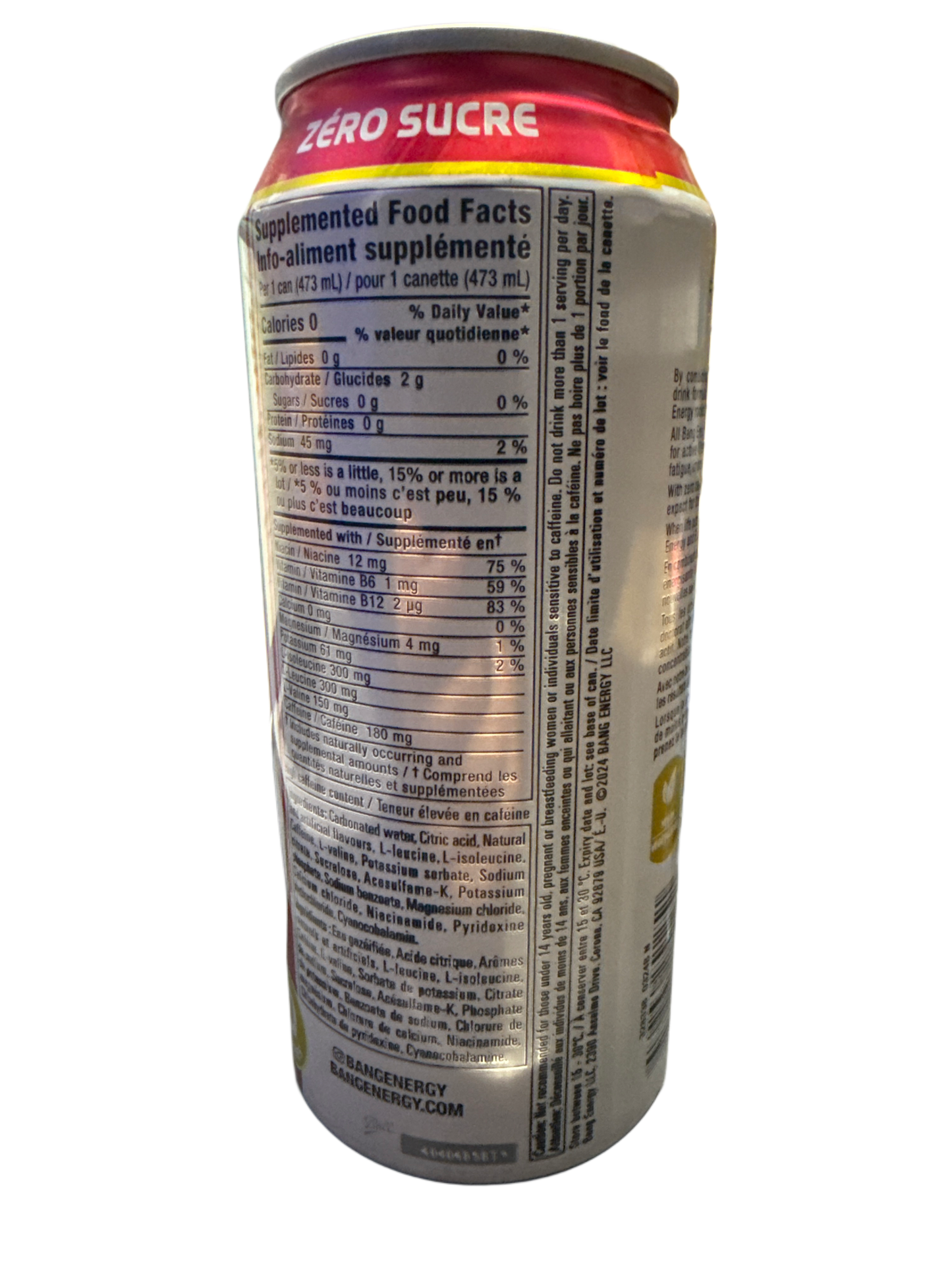 Bebida Energética Bang Zero Azúcar Cereza Negra Vainilla 473ML - Edición EE. UU.