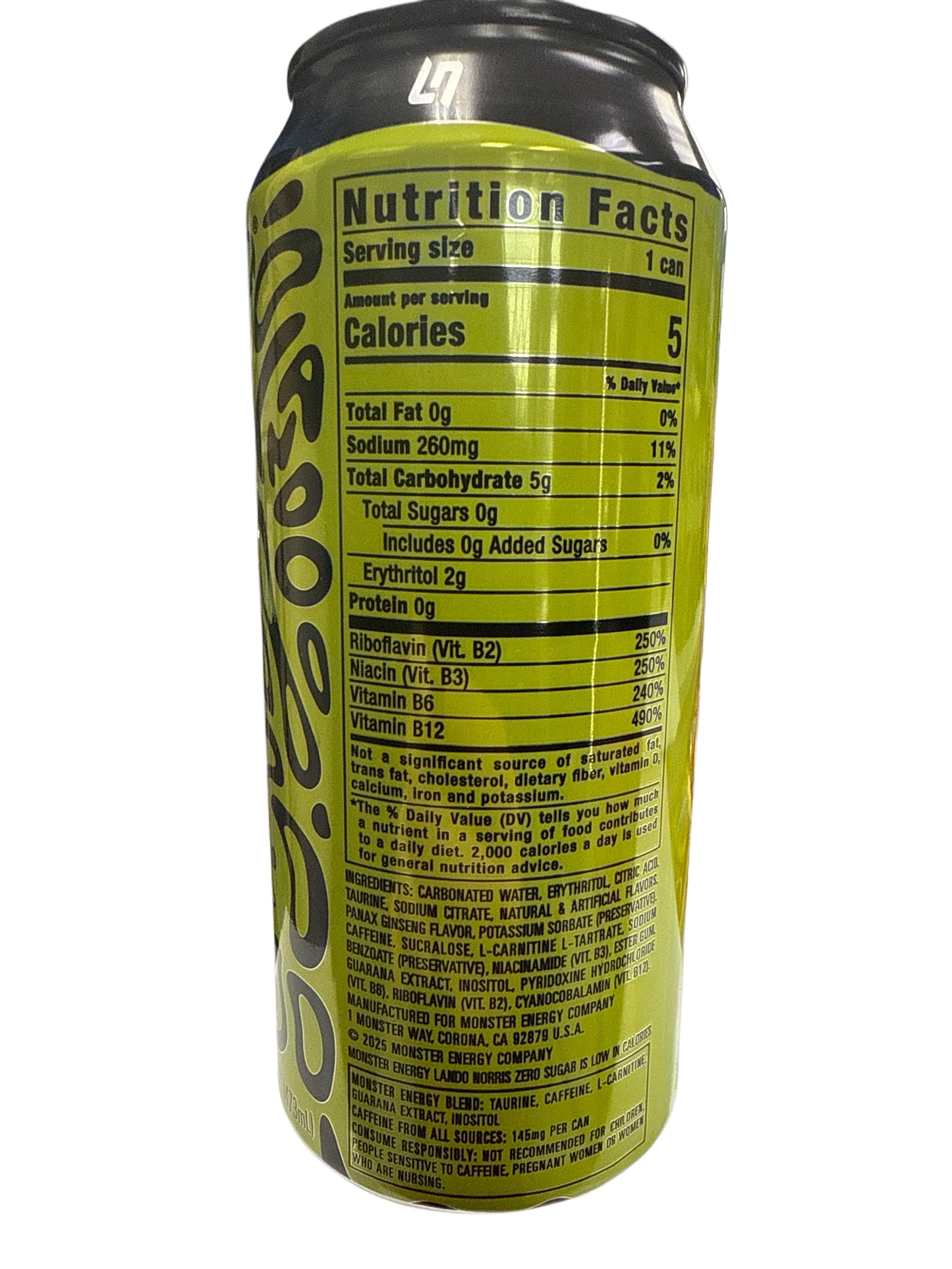 Boisson Énergétique Monster Zero Sugar Lando Norris 473ML - Édition U.S