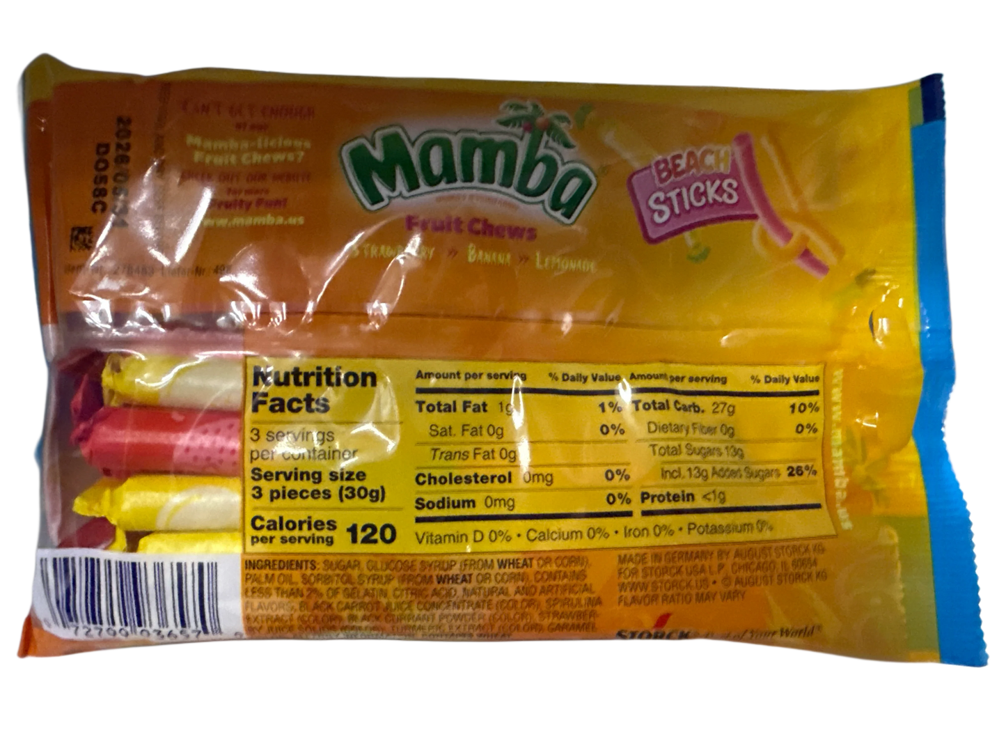 Mamba Beach Sticks Fruit Chews 90G - U.S Edition