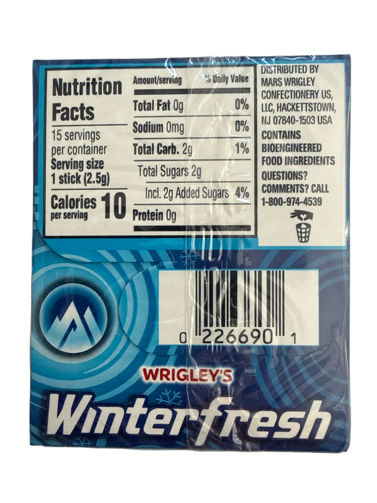 Chewing-gum Fraîcheur Hivernale de Wrigley 15 Bâtons - Édition américaine